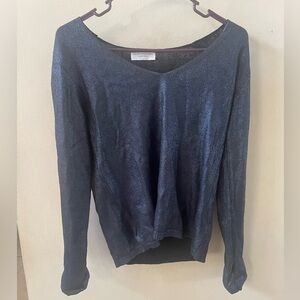 MAJESTIC FILATURES Soft Touch Glitter Metallic silk/wool blend top size 1 XS